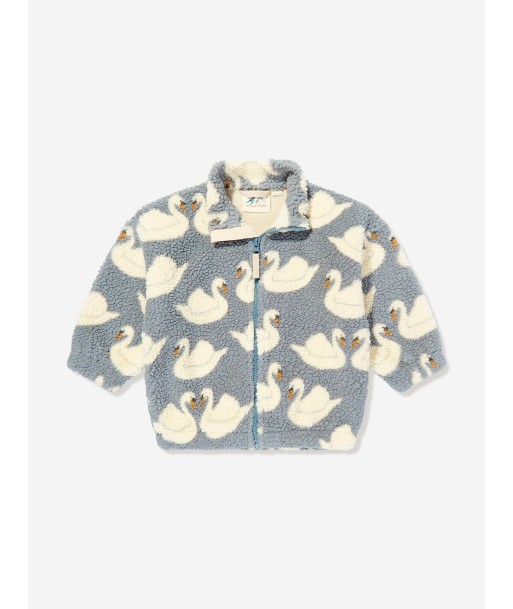 Konges Sløjd Kids Swan Jody Teddy Jacket in Blue pas chere