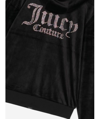 Juicy Couture Girls Diamante Logo Zip Up Top in Black brillant des détails fins