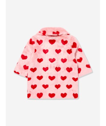 Konges Sløjd Girls Hearts Fuzzie Coat in Pink acheter en ligne