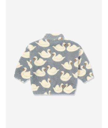 Konges Sløjd Kids Swan Jody Teddy Jacket in Blue pas chere