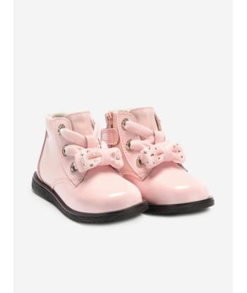 Lelli Kelly Girls Leather Lace Up Boots in Pink de pas cher