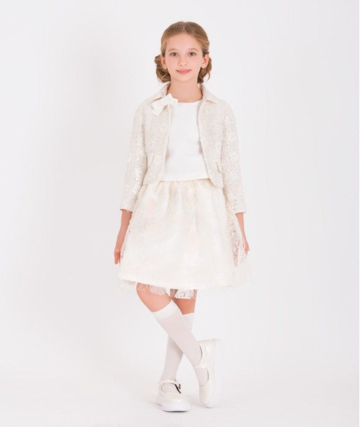 Mama Luma Girls Sequin Embroidered Jacket in White Le MVP de beaucoup