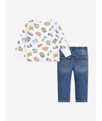 Levi's Baby Boys T-Shirt and Jeans Set in White Paris Déstockage Promo