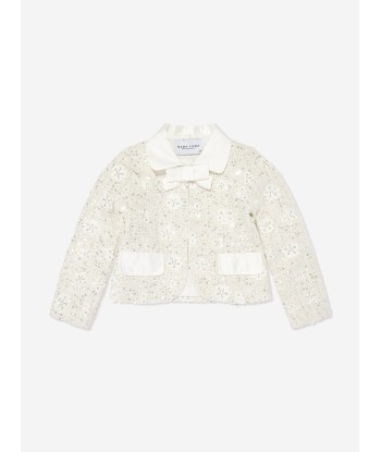 Mama Luma Girls Sequin Embroidered Jacket in White Le MVP de beaucoup