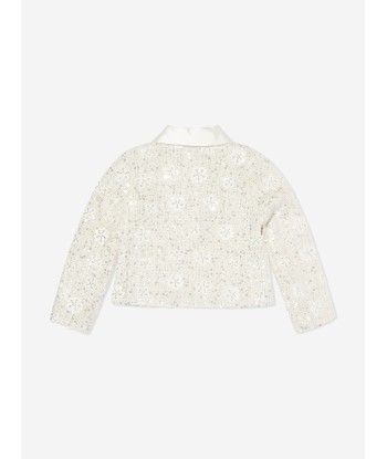 Mama Luma Girls Sequin Embroidered Jacket in White Le MVP de beaucoup