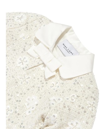 Mama Luma Girls Sequin Embroidered Jacket in White Le MVP de beaucoup