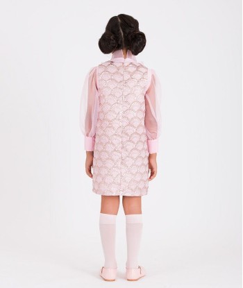 Mama Luma Girls Jacquard Half Moon Dress in Pink pas cheres