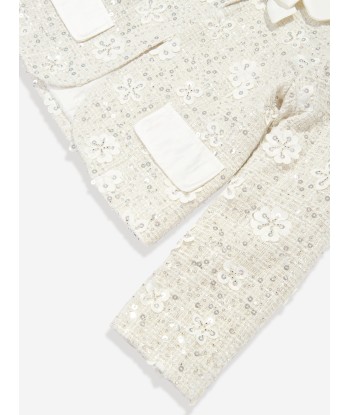 Mama Luma Girls Sequin Embroidered Jacket in White Le MVP de beaucoup