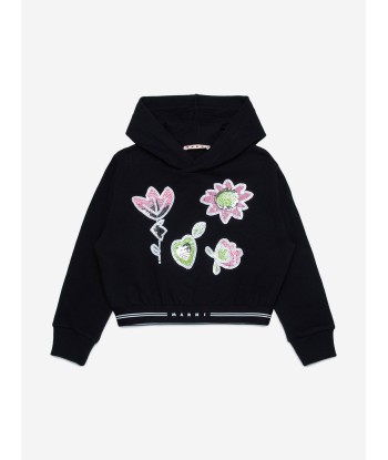 MARNI Girls Applique Hoodie in Black de France