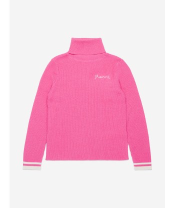 MARNI Girls Knitted Roll Neck Jumper in Pink de la marque