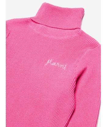 MARNI Girls Knitted Roll Neck Jumper in Pink de la marque