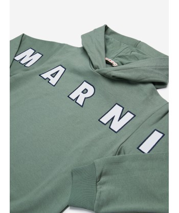 MARNI Kids Logo Hoodie in Green pas chere