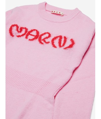 MARNI Girls Knitted Logo Dress in Pink français