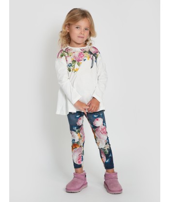 Monnalisa Girls Baroque Roses Leggings Set in Ivory offre 