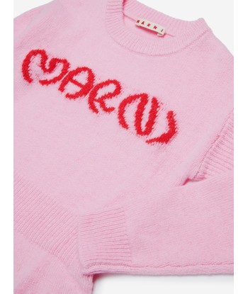 MARNI Girls Knitted Logo Dress in Pink français