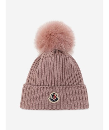 Moncler Enfant Girls Wool Pom Pom Hat in Pink de votre