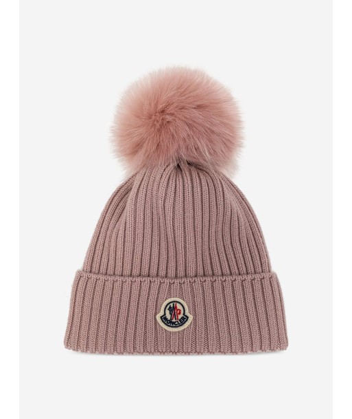 Moncler Enfant Girls Wool Pom Pom Hat in Pink de votre