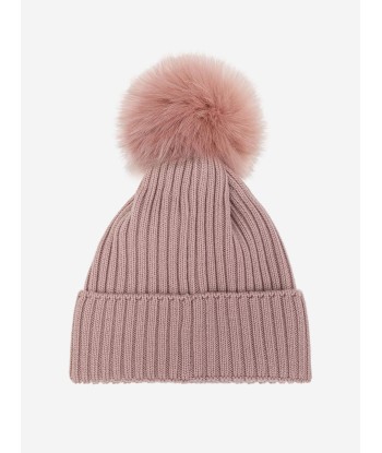 Moncler Enfant Girls Wool Pom Pom Hat in Pink de votre