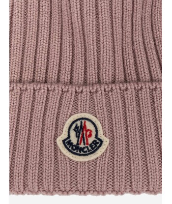 Moncler Enfant Girls Wool Pom Pom Hat in Pink de votre