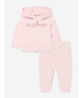 Moncler Enfant Baby Girls Logo Tracksuit in Pink d'Europe débarque