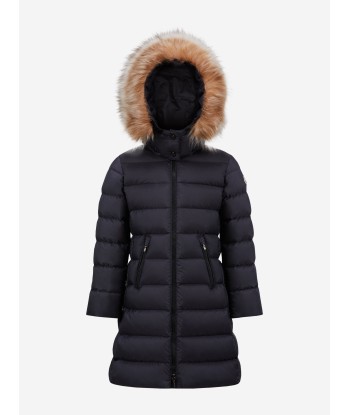 Moncler Enfant Girls Down Padded Abelle Long Coat in Navy shop