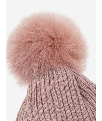 Moncler Enfant Girls Wool Pom Pom Hat in Pink de votre