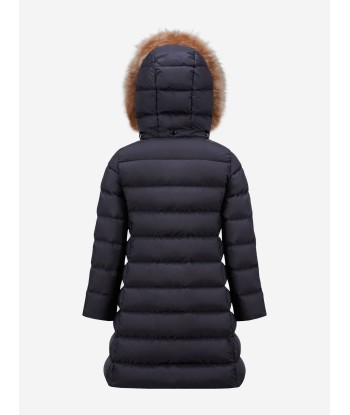 Moncler Enfant Girls Down Padded Abelle Long Coat in Navy shop