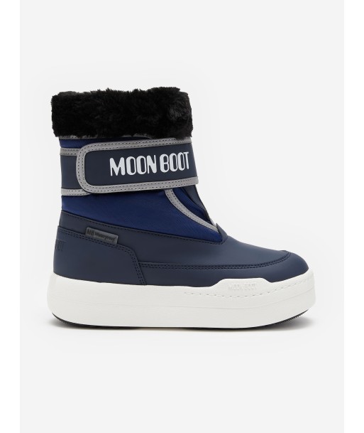 Moon Boot Boys JR Park Strap Boots in Blue Dans la société mordern