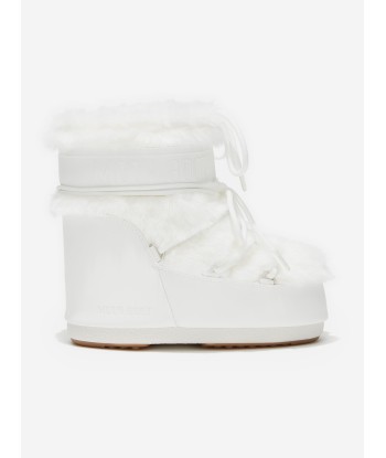 Moon Boot Kids Icon Low Faux Fur Boots in White pas cher chine