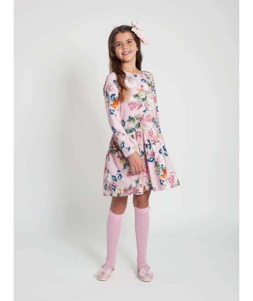 Monnalisa Girls Baroque Roses Jersey Dress in Multicolour Fin de série