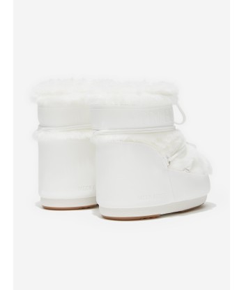 Moon Boot Kids Icon Low Faux Fur Boots in White pas cher chine