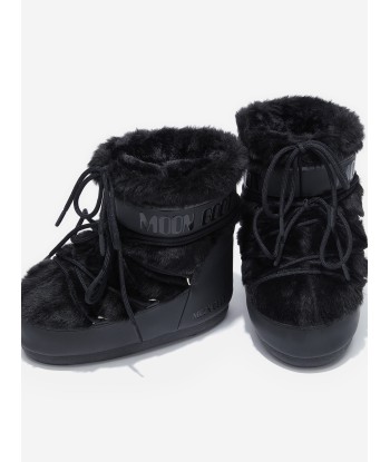 Moon Boot Kids Icon Low Faux Fur Boots in Black Découvrez la collection