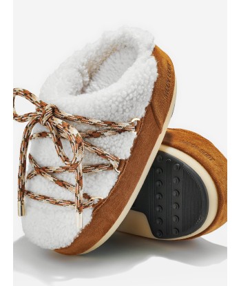 Moon Boot Girls Shearling Mules in Brown les ligaments