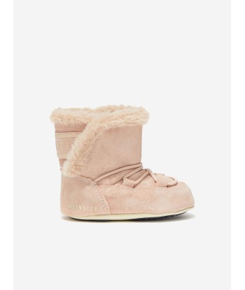 Moon Boot Baby Girls Suede Crib Boots in Pink Les magasins à Paris