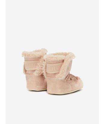 Moon Boot Baby Girls Suede Crib Boots in Pink Les magasins à Paris