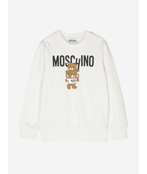 Moschino Kids Bear Logo Sweatshirt in Ivory meilleur choix