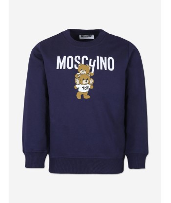 Moschino Kids Bear Logo Sweatshirt in Navy sur le site 