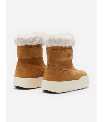 Moon Boot Girls JR Strap Suede Boots in Beige Voir les baskets