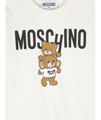 Moschino Kids Bear Logo Sweatshirt in Ivory meilleur choix