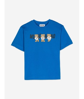 Moschino Kids Teddy Bear Logo T-Shirt in Blue sur le site 