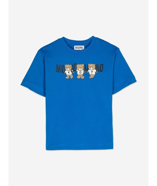 Moschino Kids Teddy Bear Logo T-Shirt in Blue sur le site 