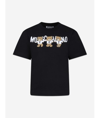 Moschino Kids Teddy Bear Logo T-Shirt in Black vous aussi creer 