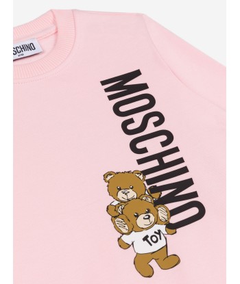 Moschino Girls Teddy Bear Logo Sweatshirt in Pink hantent personnes