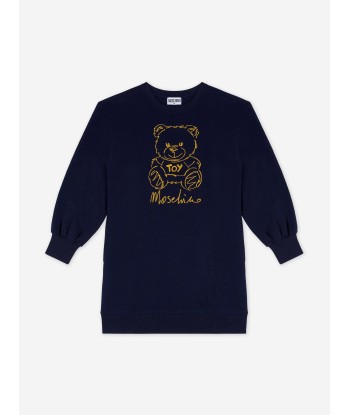 Moschino Girls Bear Logo Sweater Dress in Navy Les êtres humains sont 