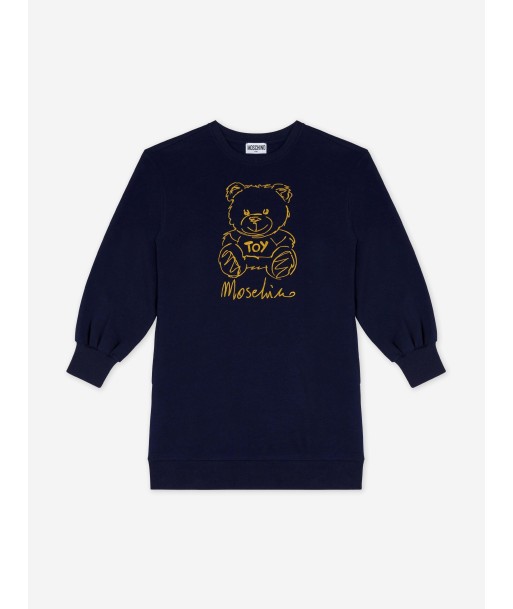 Moschino Girls Bear Logo Sweater Dress in Navy Les êtres humains sont 