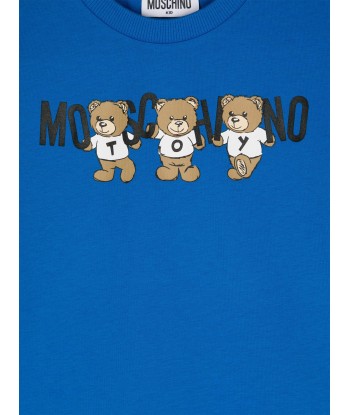 Moschino Kids Teddy Bear Logo T-Shirt in Blue sur le site 