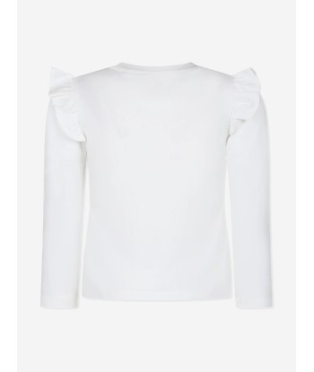 Moschino Girls Long Sleeve Logo T-Shirt in Ivory chez Cornerstreet bien 