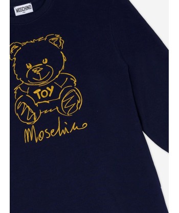 Moschino Girls Bear Logo Sweater Dress in Navy Les êtres humains sont 