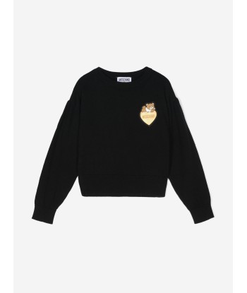 Moschino Girls Bear Heart Logo Jumper in Black Comparez et commandez 