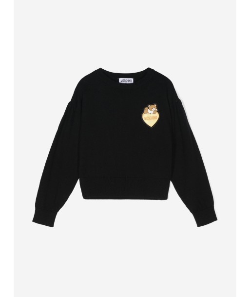 Moschino Girls Bear Heart Logo Jumper in Black Comparez et commandez 